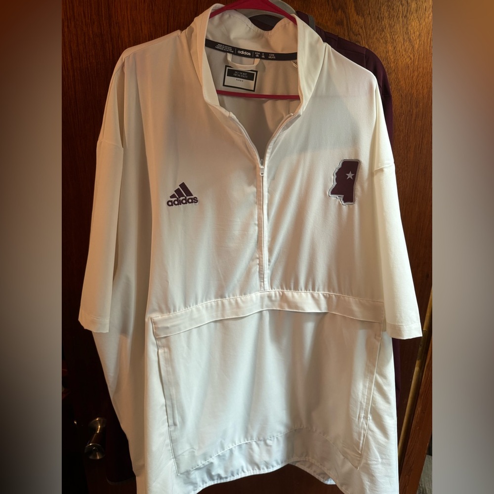 Official Adidas Mississippi State On-Field short sleeve white pullover- 4X
